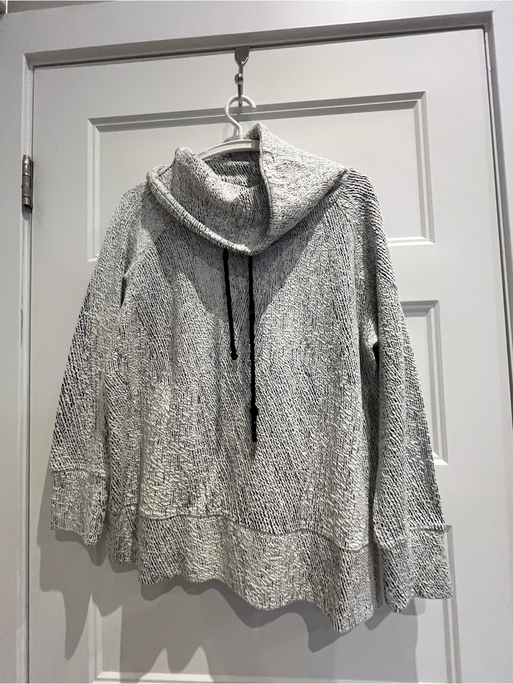 Cozy Cowl Neck Knit Sweater - Light Gray
